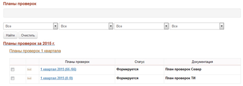 Список Планов проверок